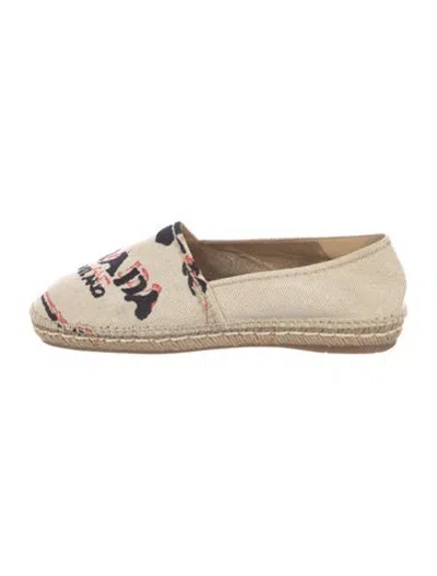 Pre-owned Prada Canvas Graphic Print Espadrilles In Neutrals