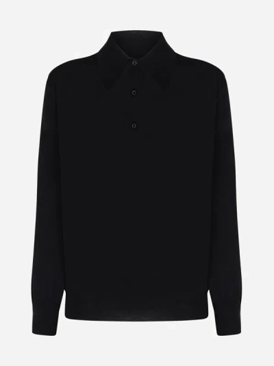 Prada Cashmere Polo Shirt In Black