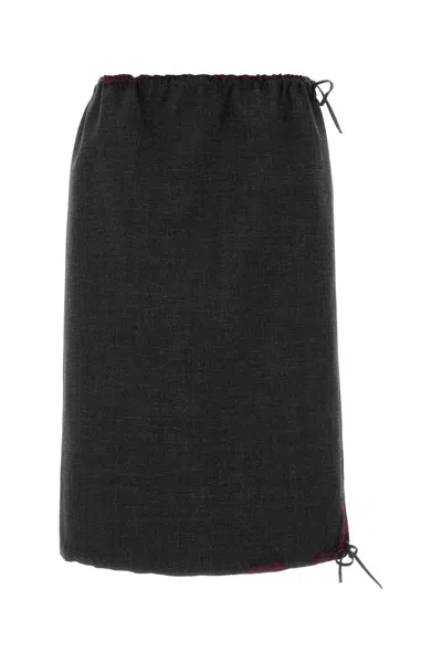 Prada Charcoal Wool Mini Skirt In Gray