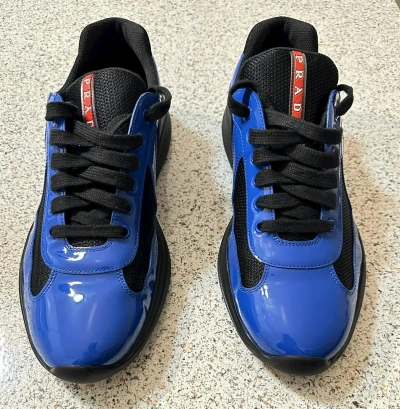 Pre-owned Prada Cobalt Blue America's Cup Sneaker In Blue/black