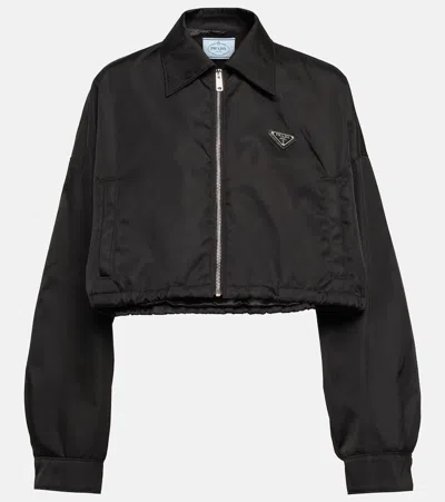 Prada Cropped Nylon Jacket In Black