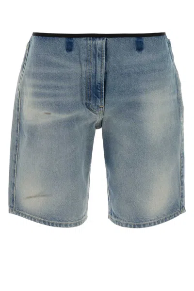 Prada Denim Bermuda Shorts In Blue