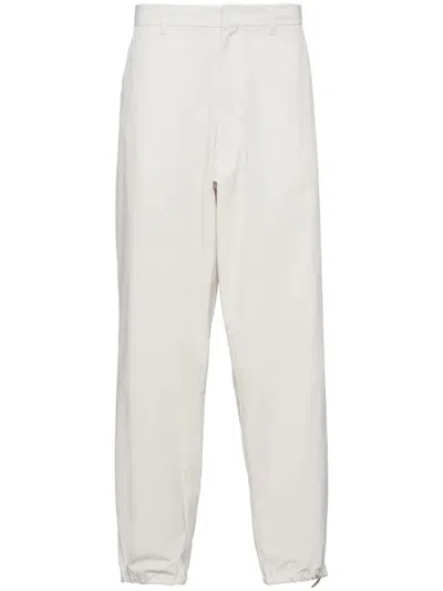 Prada Drawstring Waist Wide-leg Trousers In Gray