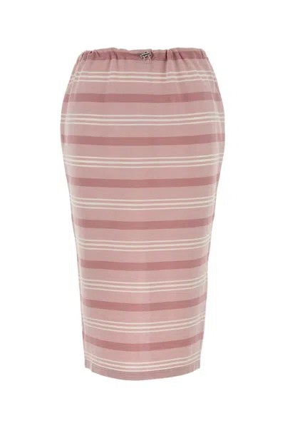 Prada Embroidered Piquet Mini Skirt In Stripped