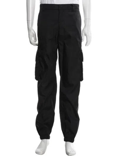 Pre-owned Prada Enameled Metal Triangle Cargo Pants In Black