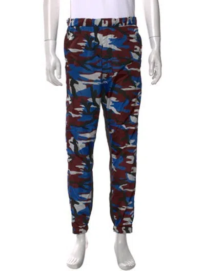 Pre-owned Prada Enameled Metal Triangle Joggers In Blue/brown