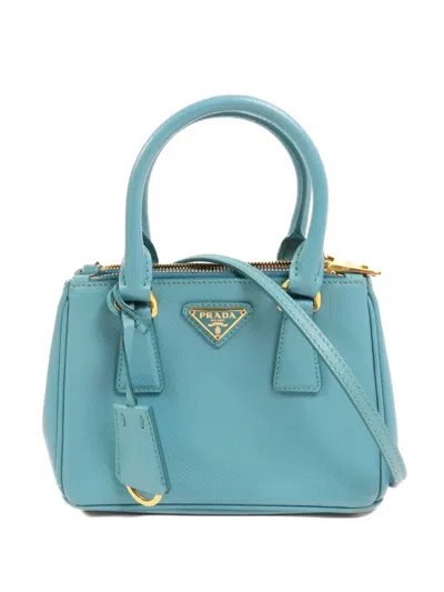 Pre-owned Prada Galleria Leather Shoulder Bag In Blue
