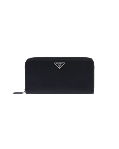 Prada Large Saffiano Leather Wallet In Black