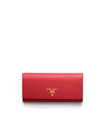 Prada Large Saffiano Leather Wallet In Fiery Red