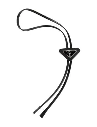 Pre-owned Prada Leather Bolo Tie In Black