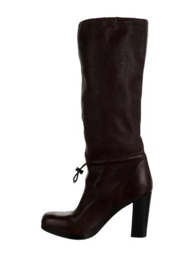 Pre-owned Prada Leather Boots In Brown