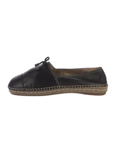Pre-owned Prada Leather Bow Accents Espadrilles In Black