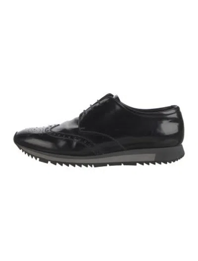 Pre-owned Prada Leather Brogues In Black