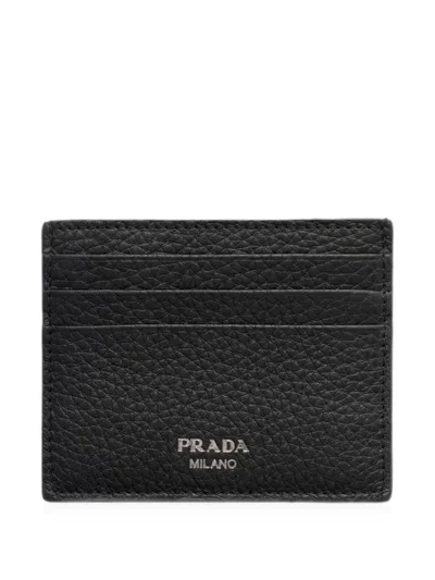 Prada Leather Card Holder In Black