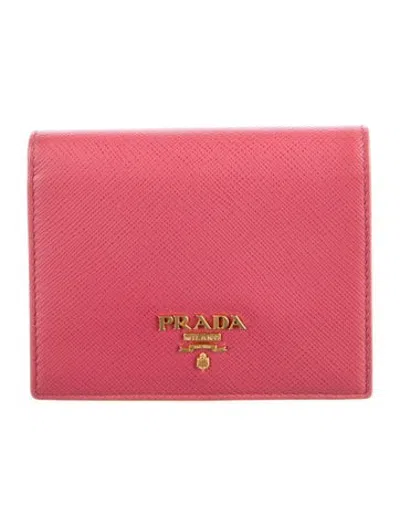Pre-owned Prada Leather Card Holder In Pink