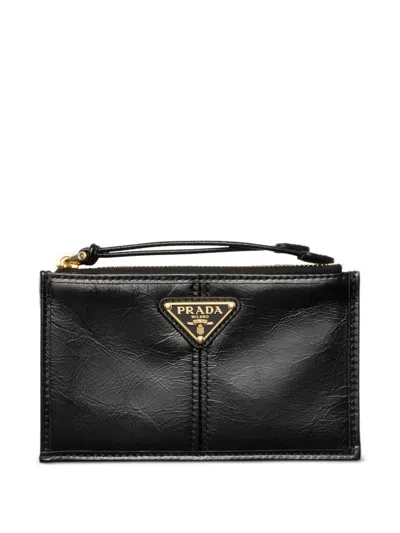 Prada Leather Cardholder In Black