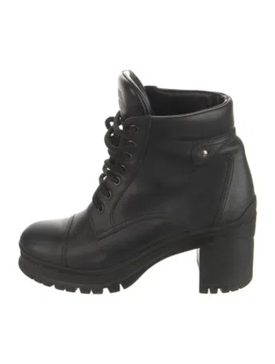 Pre-owned Prada Leather Combat Boots In Black