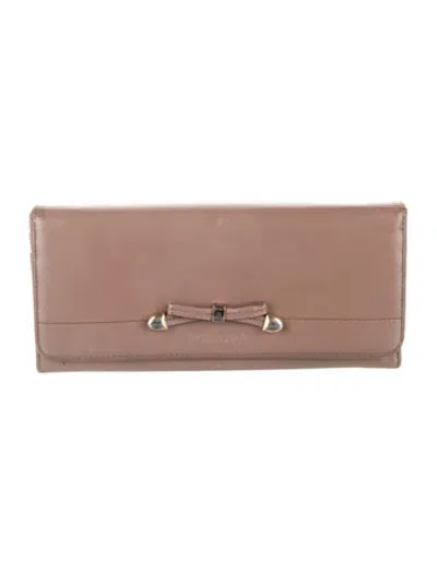 Pre-owned Prada Leather Continental Wallet In Purple