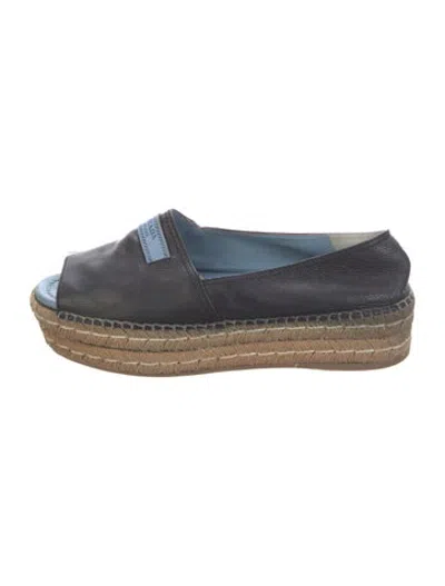 Pre-owned Prada Leather Espadrilles In Black