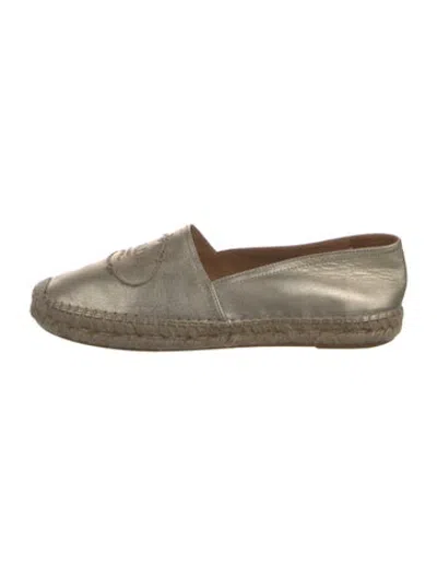 Pre-owned Prada Leather Espadrilles In Gold/metallic