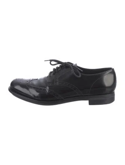 Pre-owned Prada Leather Lasercut Accents Brogues In Blue