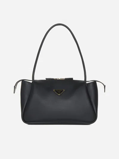 Prada Leather Medium Handbag In Black