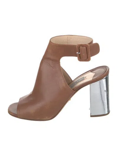 Pre-owned Prada Leather Mules In Brown