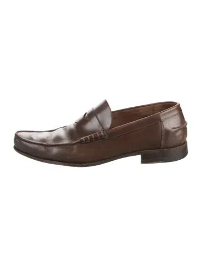 Pre-owned Prada Leather Oxfords In Brown