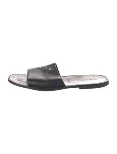 Pre-owned Prada Leather Slides In Black