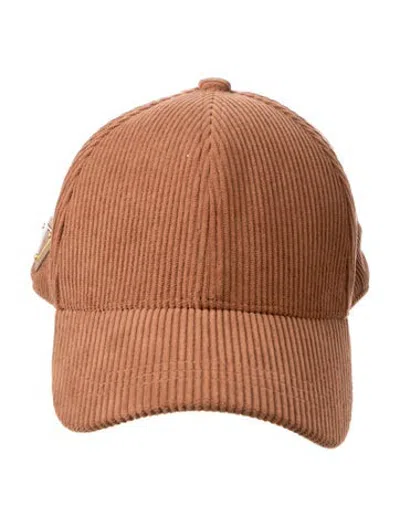 Pre-owned Prada Leather Trim Baseball Cap In Brown