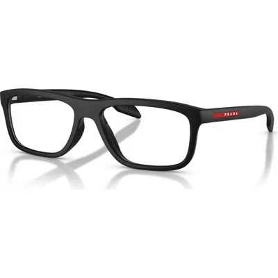 Prada Linea Rossa 55mm Rectangle Optical Glasses In Black
