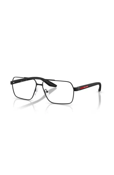 Prada Linea Rossa 57mm Rectangle Optical Glasses In Black