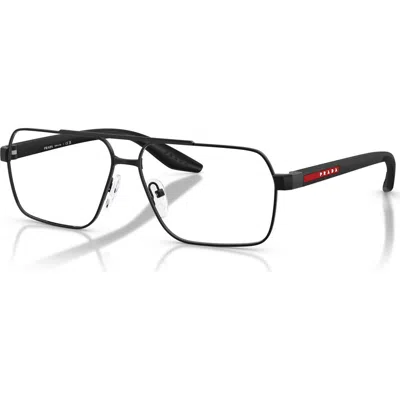 Prada Linea Rossa 59mm Rectangle Optical Glasses In Black