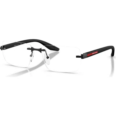 Prada Linea Rossa 59mm Rectangle Optical Glasses In Black