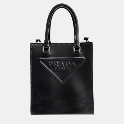 Pre-owned Prada Logo Drill Small In Black