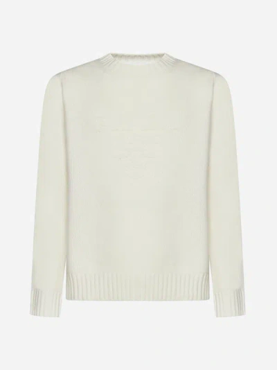 Prada Logo Wool And Cashmere Sweater In Ivory