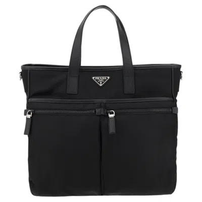 Pre-owned Prada Logo-plaque Re-nylon Tote Bag � Black