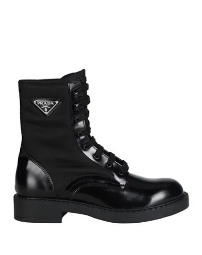 Prada Man Ankle Boots Black Size 7.5 Leather, Econyl