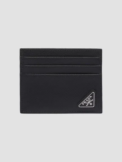 Prada Men's Saffiano Leather Card Holder In Black