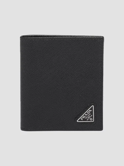 Prada Men's Saffiano Leather Wallet In Black