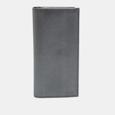 Pre-owned Prada Metallic Saffiano Metal Leather Bifold Long Wallet