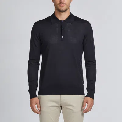 Pre-owned Prada Navy Blue Knit Polo Long-sleeved Pullover M