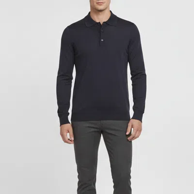 Pre-owned Prada Navy Blue Wool Knit Polo Long-sleeved Pullover L