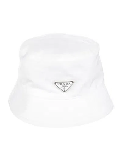 Pre-owned Prada Nylon Bucket Hat In White
