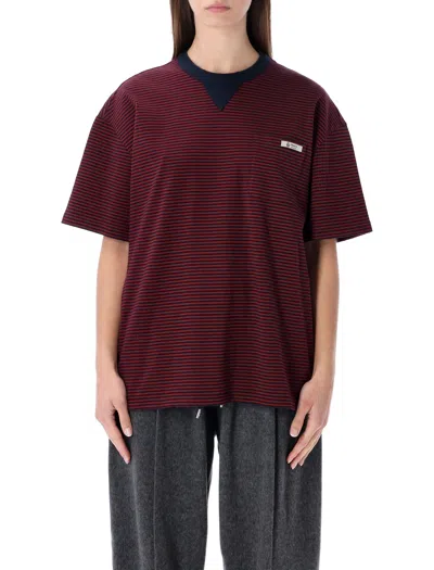 Prada Oversized Striped Jersey T-shirt In Amaranto+blu