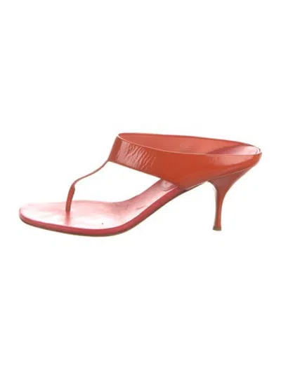 Pre-owned Prada Patent Leather Flip Flops In Orange