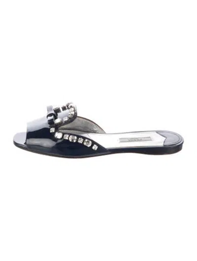 Pre-owned Prada Patent Leather Mules In Blue