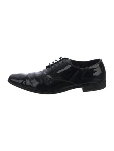 Pre-owned Prada Patent Leather Oxfords In Black