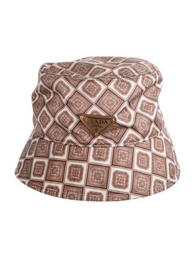 Pre-owned Prada Patterned Bucket Hat In Brown