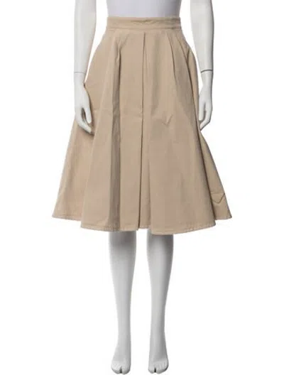 Pre-owned Prada Pleated Accents Midi Length Skirt In Neutrals
